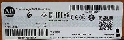 Allen-Bradley 1756-L83E ControlLogix 5580 Ser B FW 1.045 PLC Controller