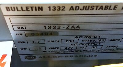 Allen-Bradley 1332-ZAA 230 V AC 3/4 HP Variable Frequency Drive
