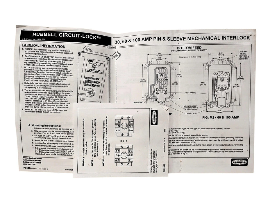 Hubbell HBL460MI7W 480 V AC 60 A CIRCUIT-LOCK Pin & Sleeve Mechanical Interlock