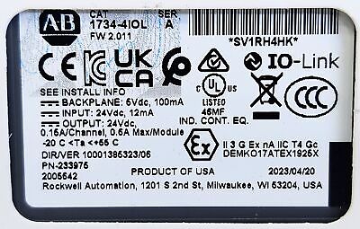 Allen-Bradley 1734-4IOL Ser A FW 2.011 PLC Combination Input/Output Module