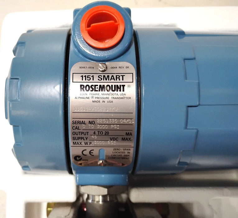 Emerson Rosemount 1151GP9S52B1M7DF 0-3000 PSI Smart Pressure Transmitter