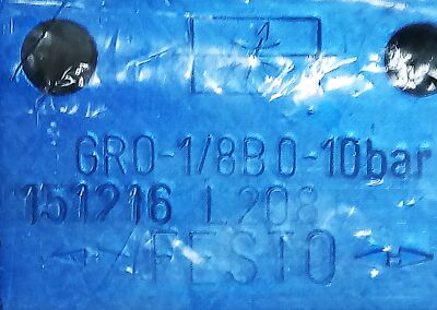 Festo GRO-1/8-B 151216 0-10 bar Pneumatic Manual Flow Control Valve
