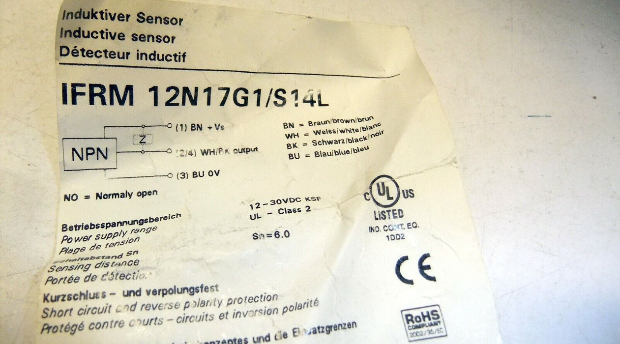 Baumer Inductive Sensor IFRM12N17G1/S14L