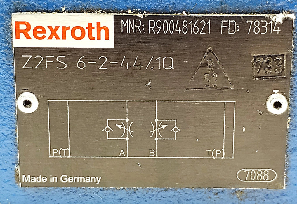 Rexroth Z2FS 6-2-44/1Q R900481621 Hydraulic Check Valve w/ Fine Control