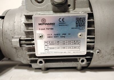 Motovario TS71B4 230/400 V AC Electric Motor w/ NMRV 050 30:1 Gear Reducer