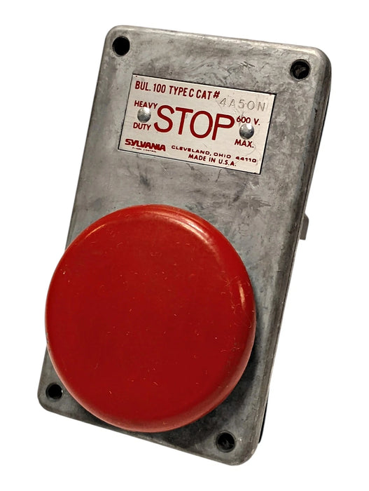 SYLVANIA 4A10N Type C 600 V AC Oil Tight Red STOP Pushbutton