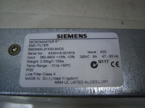 Siemens Micromaster EMC Filter 6SE6-400-2FA00-6AD0 380-480 VAC