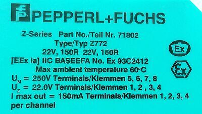 Pepperl Z772 71802 Safety Relay for Zenner Barriers
