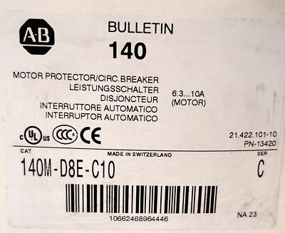 Allen-Bradley 140M-D8E-C10 690 V AC 6.3-10 A Adjustable Circuit Breaker