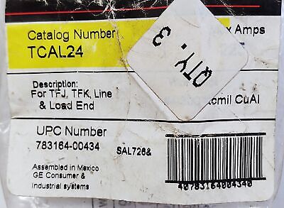 GE TCAL24 3-Pole Aluminum Lug Kit for TFK and TFJ Series Circuit Breakers
