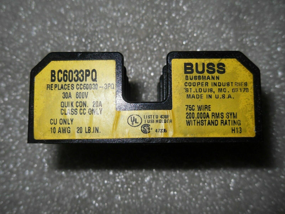 3 Bussmann BC6033PQ Fuse Holders 30A 600V