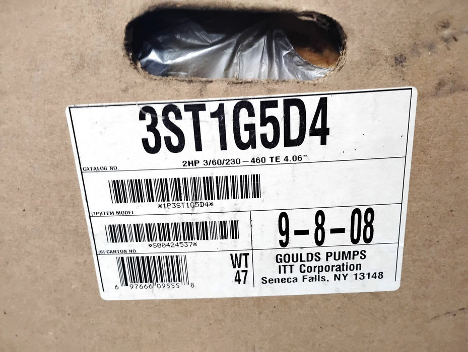ITT Goulds Pumps 3ST1G5D4 230/460 V 1-1/2 x 2-6 2 HP NPE 316 SS Centrifugal Pump
