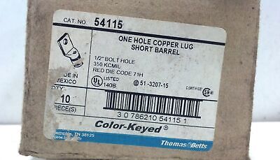 Thomas & Betts 54115 1/2" Bolt Red Die Compression Lugs - Lot of 10
