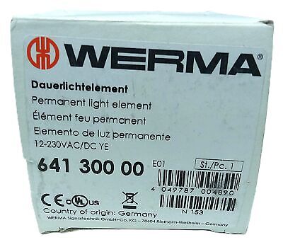 WERMA 641.300.00 12-230 V AC/DC Yellow Steady Beacon Light Lens No Bulb