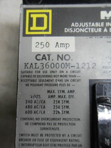 Square D KAL36000M1212 CIRCUIT BREAKER 250A 600VAC 3P