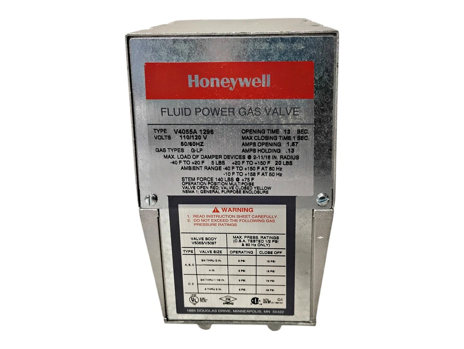 Honeywell V4055A1296 110/120 V AC Fluid Power Gas Valve Actuator