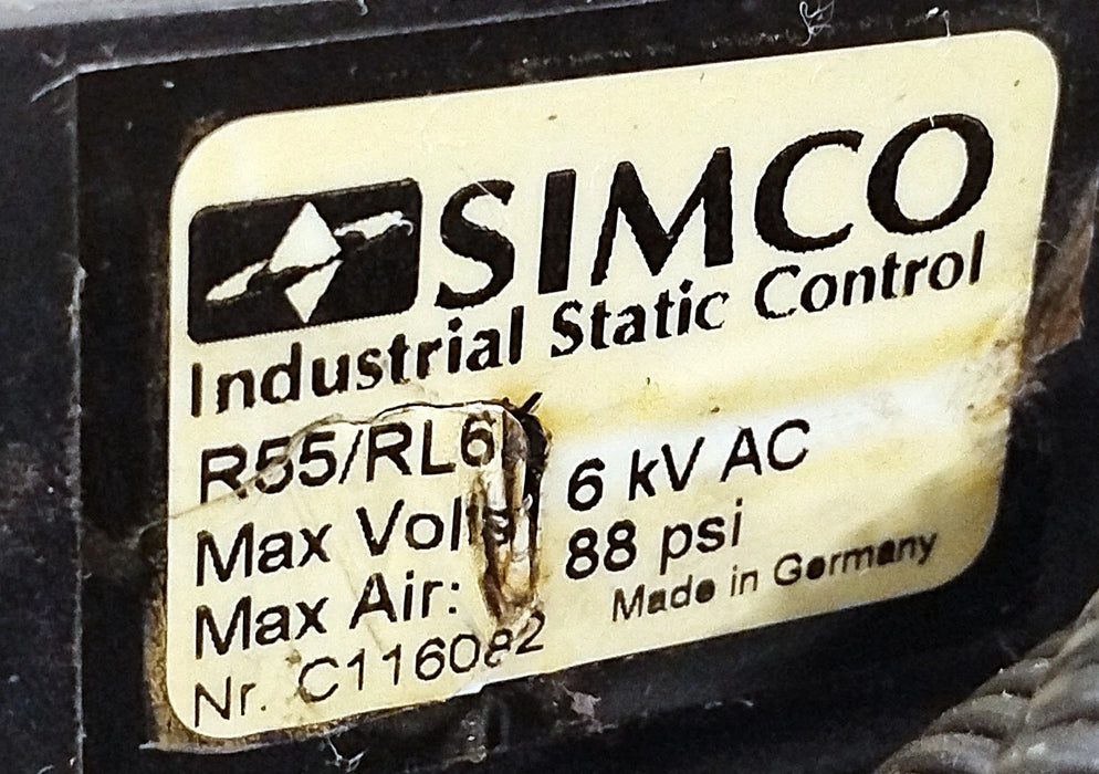 SIMCO R55/RL6K 6kV AC Ionizing Air Nozzle Static Eliminator w/ Cable