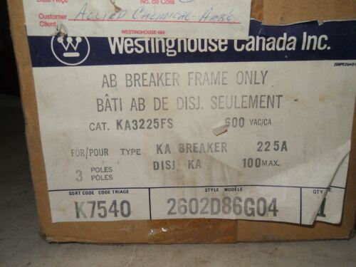 Westinghouse KA3225FS 600 V AC 225 A Circuit Breaker Frame Only