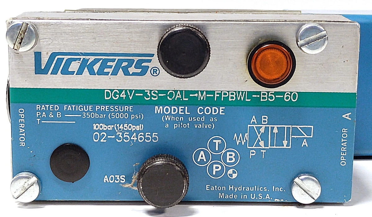 Vickers DG4V-3S-OAL-M-FPBWL-B5-60 100 bar Solenoid Valve w/ 110/120 V AC Coil