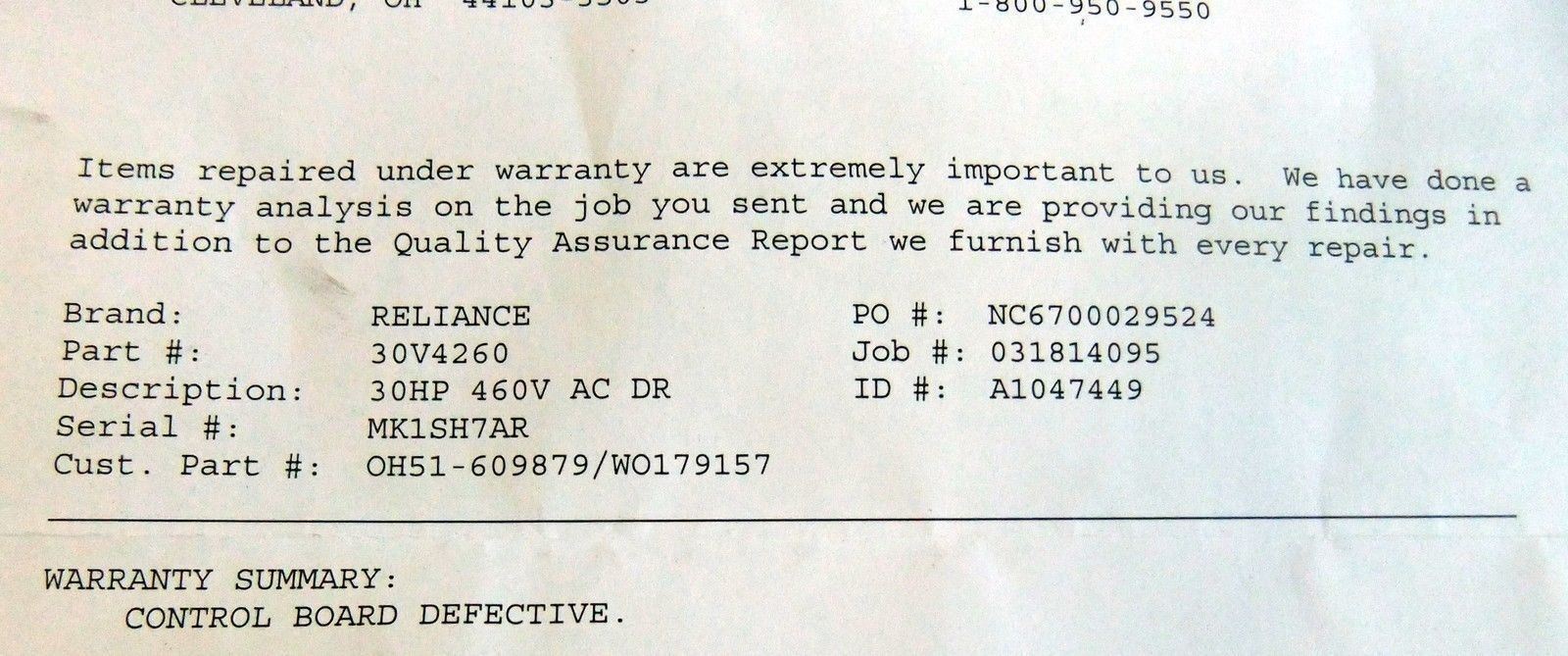 Reliance Drive 30HP 460V GV3000/SE 30V4260