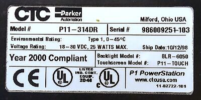 CTC Parker P11-314DR 18-30 V DC 6 in Color Touchscreen Operator Interface