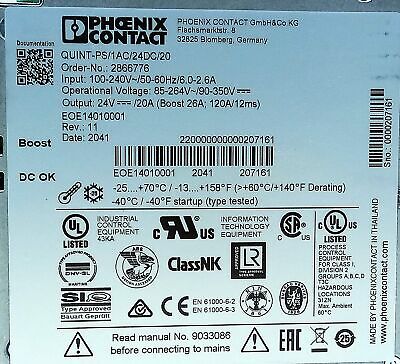 Phoenix Contact QUINT-PS/1AC/24DC/20 2866776 100-240 V Switch Mode Power Supply