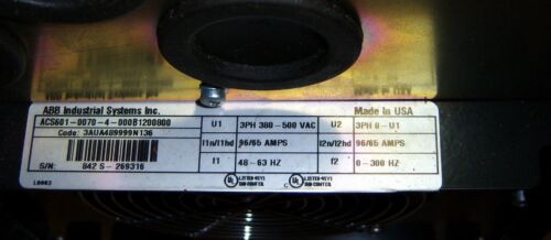 ABB Drive ACS601-0070-4-000B1200800 3PH 300-500VAC