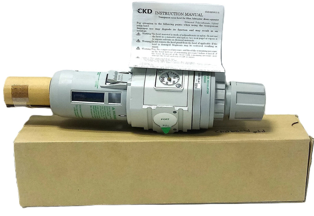 CKD W3000-10N-W-F 3/8 in NPT Pneumatic Filter Regulator w/ Auto Drain