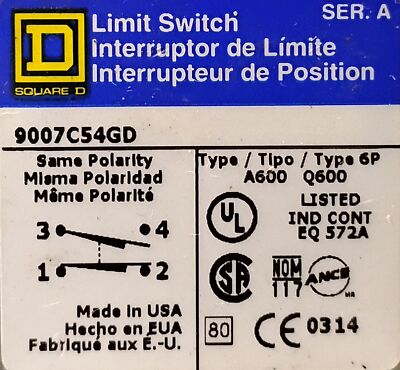 Square D 9007C54GD Limit Switch