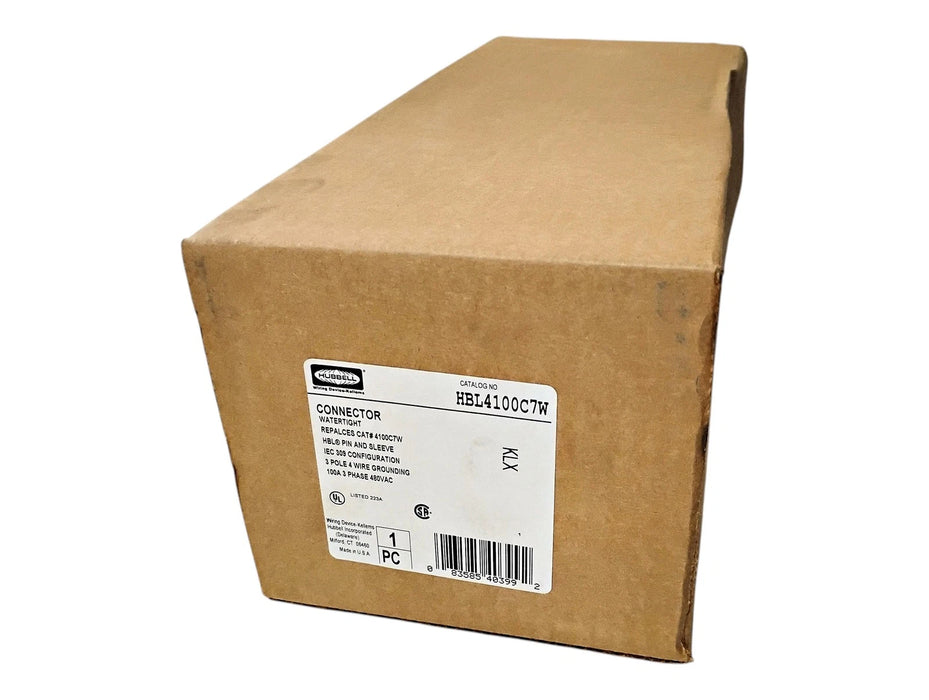 Hubbell HBL4100C7W 480 V AC 100 A Pin and Sleeve Watertight Connector
