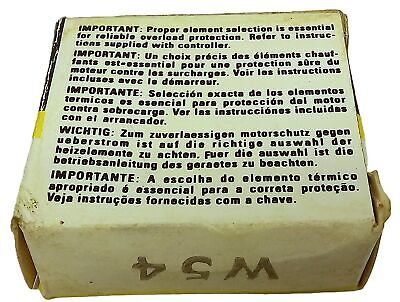 Allen-Bradley W54 Class 20 Heater Element for Eutectic Alloy Type Overload Relay