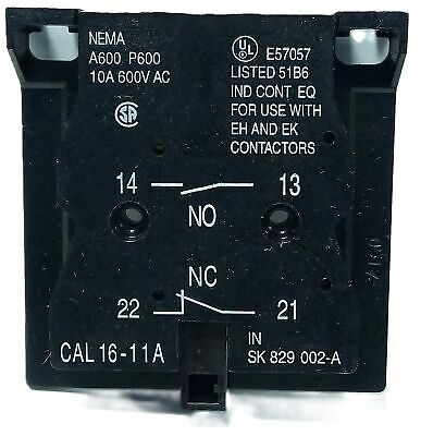 ABB CAL16-11A 600 V AC 10 A Auxiliary Contact Block for NEMA AC Contactor