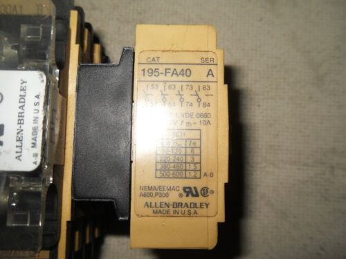 1 Allen-Bradley 195-FA40 AUXILIARY CONTACT KIT