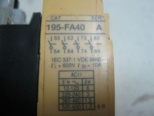 Allen-Bradley 100-A09NZ3 Contactor W/195-FA40 Auxiliary Contact Kit