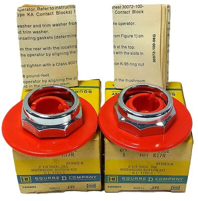 Square D 9001K17R Red Mushroom Button Cap w/ Retaining Ring for Pushbutton