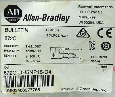 Allen-Bradley 872C-DH5NP18-D4 10-30 V DC Inductive Proximity Sensor