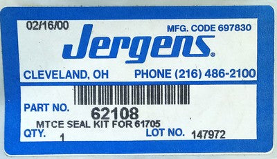 Jergens 62108 MTCE Seal Kit for 61705