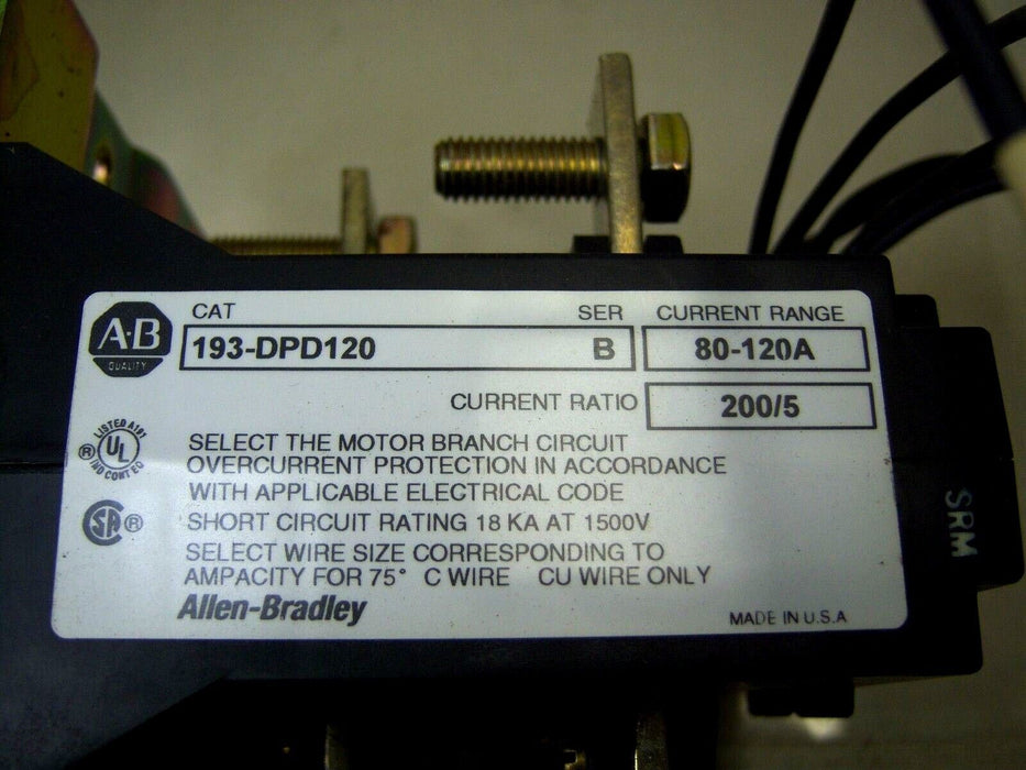 Allen-Bradley Overload Relay Bi-Metallic 193-DPD120 600 VAC