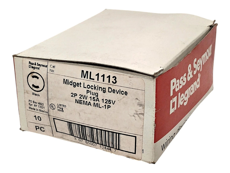 Legrand ML1113 125 V AC 15 A 2-Pole 2-Wire Midget Locking Non-Grounding Plug