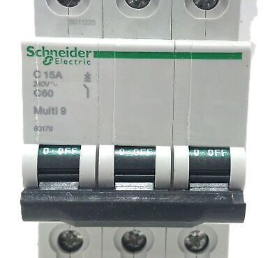 Schneider Electric 60179 15 A 240 V AC 3 P Din Rail Mount Circuit Breaker