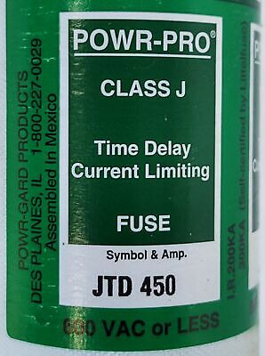 Littelfuse JTD450 POWR-PRO 450 A Class J Time-Delay Current-Limiting Fuse