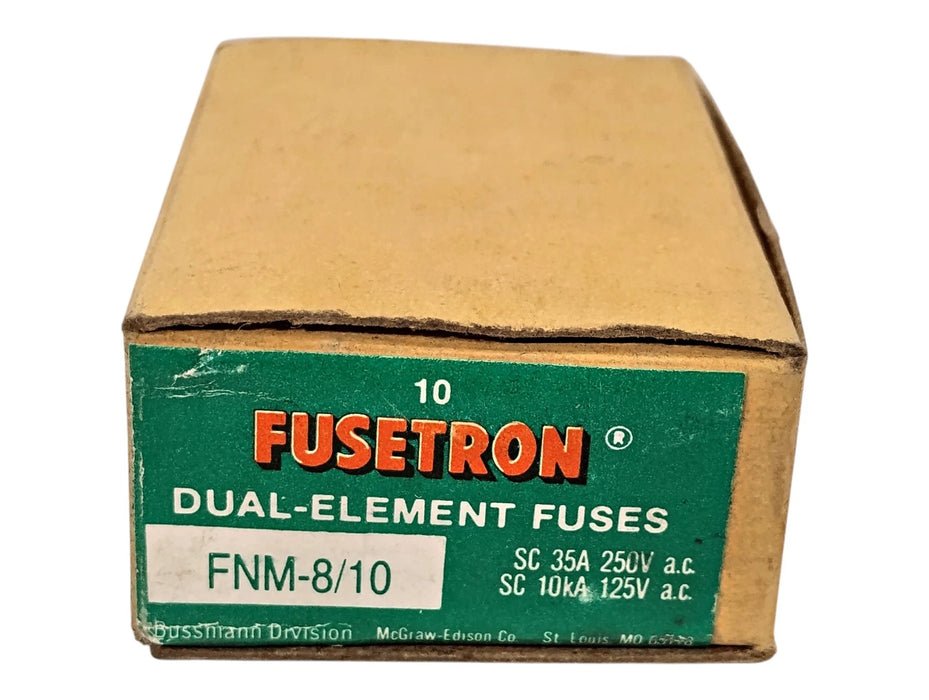 Bussmann FNM-8/10 250 V AC 0.8 A Non-Current-Limiting Time-Delay Fuse