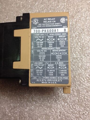 Allen-Bradley 700-PK600A1 Control Relay