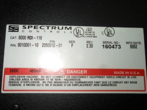 SPECTRUM CONTROLS 8000 RDI-116 INPUT MODULE
