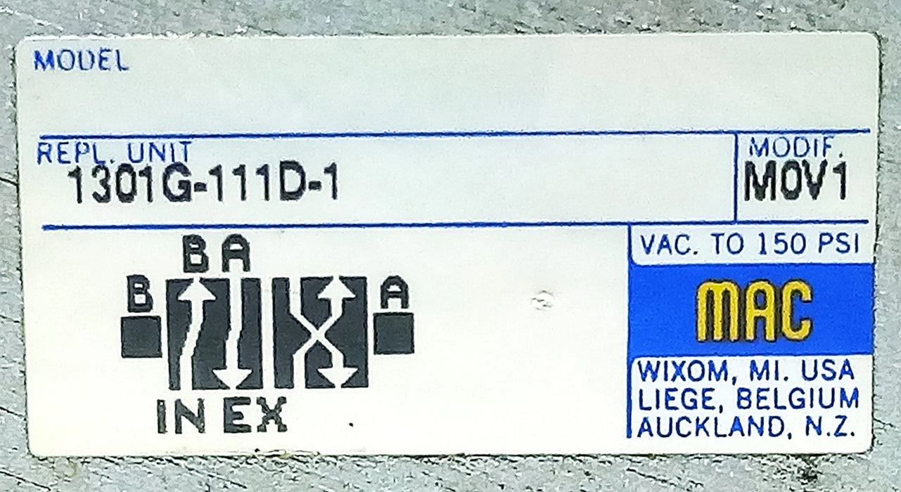 MAC Valves 1301G-111D-1 110/120 V AC Solenoid Valve No Base