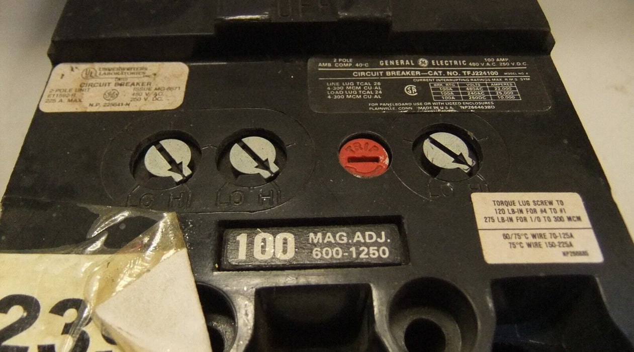 GE Circuit Breaker TFJ224100 100 Amp 2P