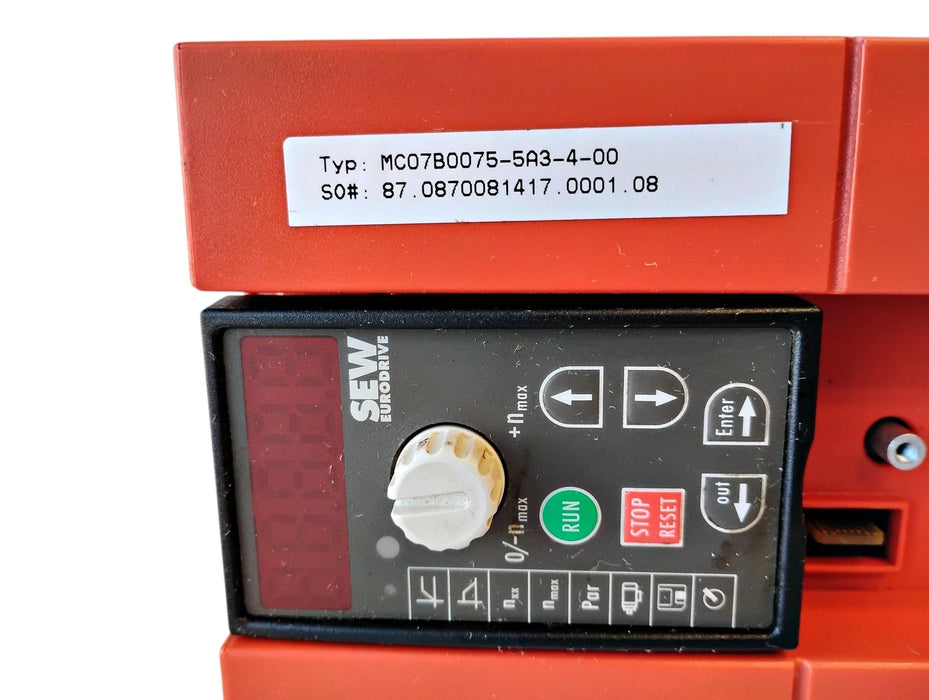 SEW Eurodrive MC07B0075-5A3-4-00 380-500 V AC 3 PH 10 HP Movitrac Inverter Drive