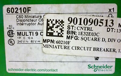Schneider Electric 60210F 10A 120 Volt Miniature Circuit Breaker