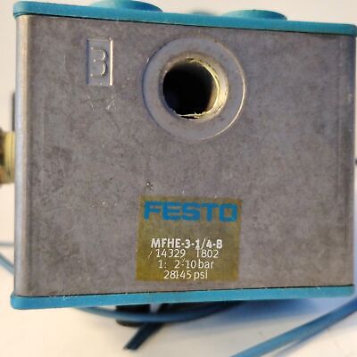 Festo MFHE-3-1/4-B 2-10 Bar Soft Start Valve w/ MSFG-24 24 V DC Solenoid