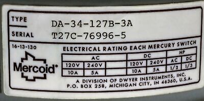 Mercoid DA-34-1278-3A Filled Pressure Switch